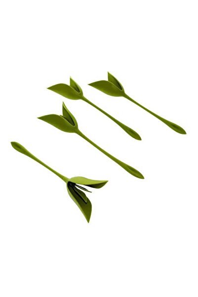 Generic Green leaf-shaped serving set, 4 pieces, botanical design