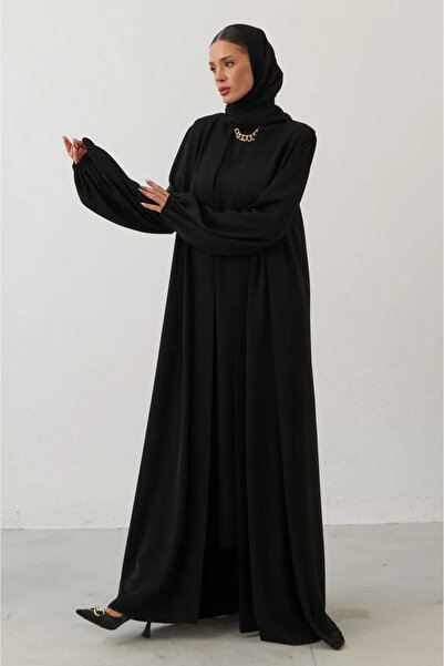 ViadelAtelier İKİLİ ÖZEL DÖKÜMLÜ ABAYA TAKIM