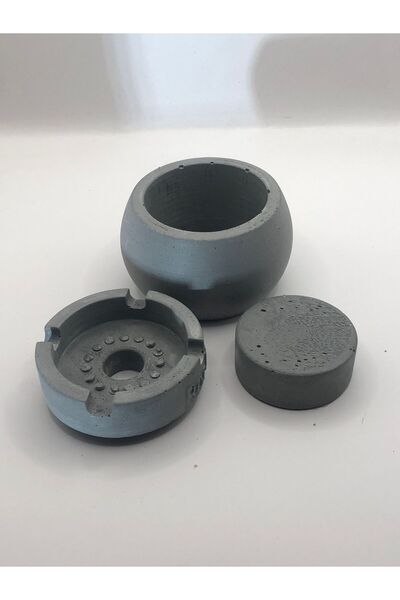 RocArt Home Odorless Ashtray with Concrete Lid (Scull Lid Option Available)