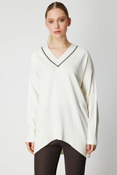 On Fashion On V-Neck Stone Tricot Sweater-65311