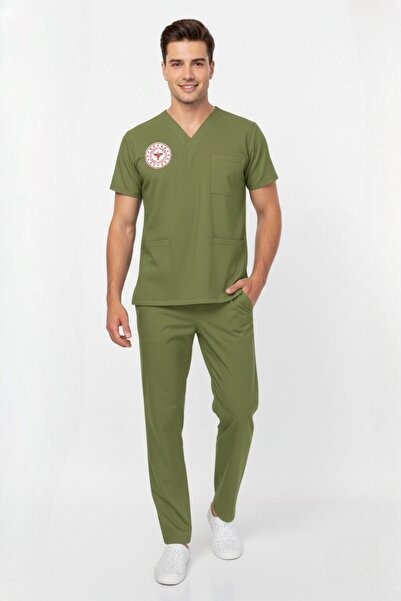 Nur Medikal Giyim Unisex Grass Green Pharmacist Scrubs Uniform Set Grasshopper (Department of Health New Direction). Suitable)