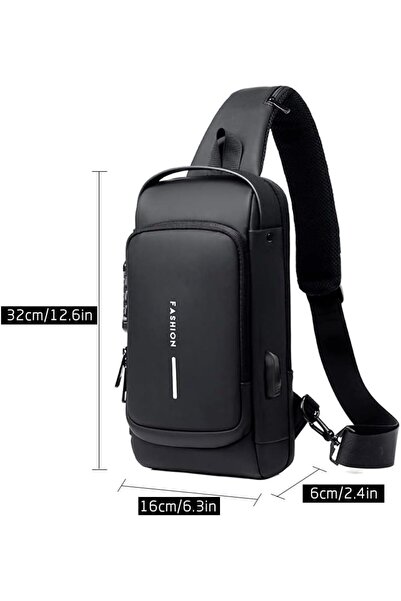 Beytor Men's Anti-Theft Sling Shoulder Bag with USB Charging Port
