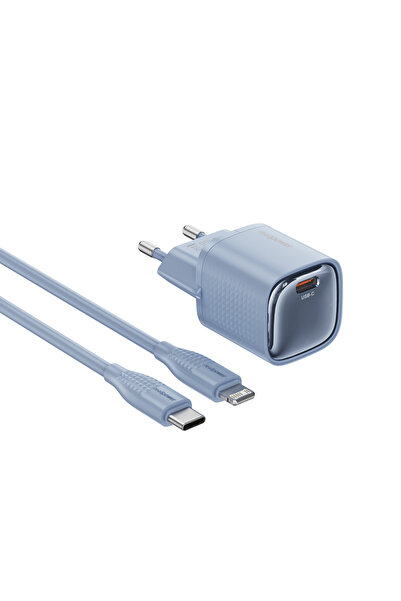 realpower GaN 20W USB-C hızlı şarj cihazı ve kablo set mavi PD (USB-C - Light...