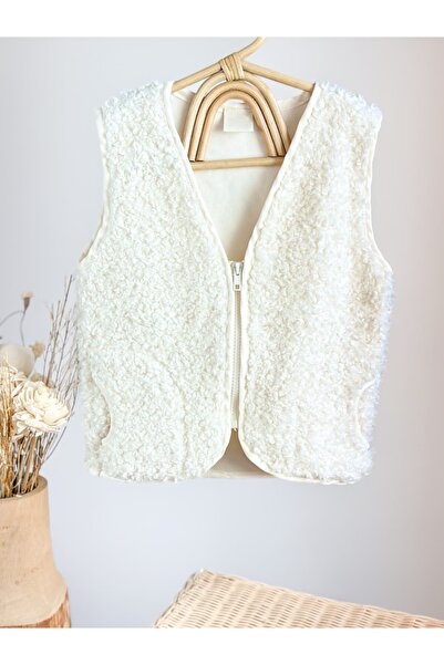 Pinkitokids Hogget Soft Textured Vest-Ecru