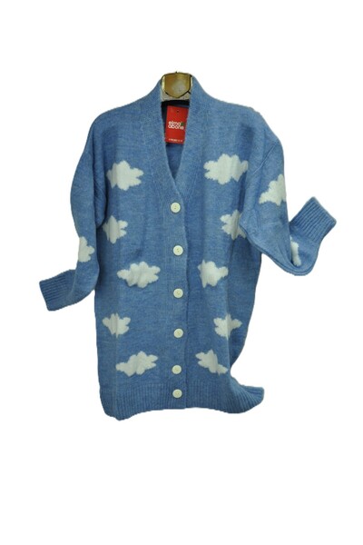 elma abone New Season Cloud Patterned Winter Cardigan