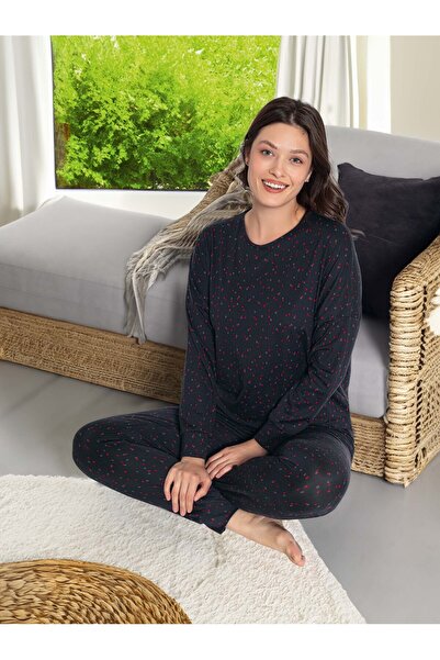 Aydoğan Pure Series Black Red Point Napoli Pajama Set Long Sleeve
