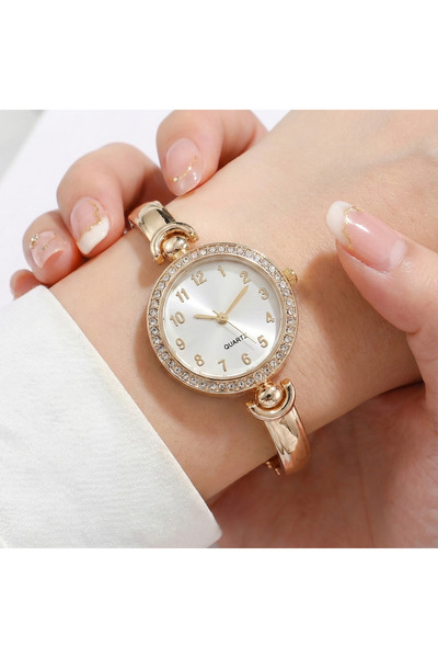 Vivaldi Kadın Altın Renk Metal Bilezik Kordon Yuvarlak Quartz Kol Saati