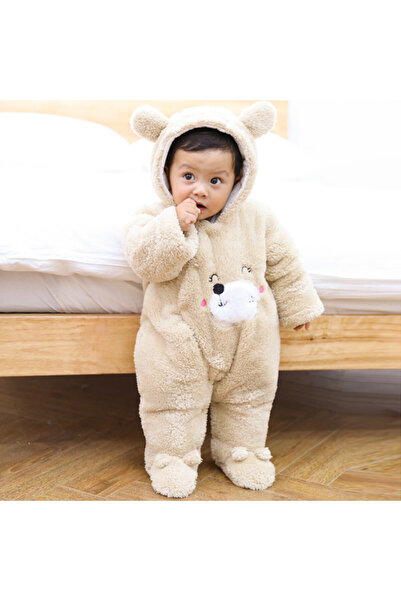 Superbaby Cream plush jumpsuit - Bear
