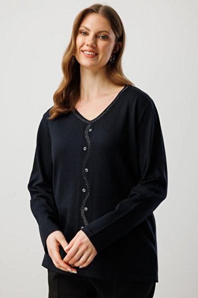 On Fashion On V-Neck Stone Embroidered Knitwear Sweater-65396