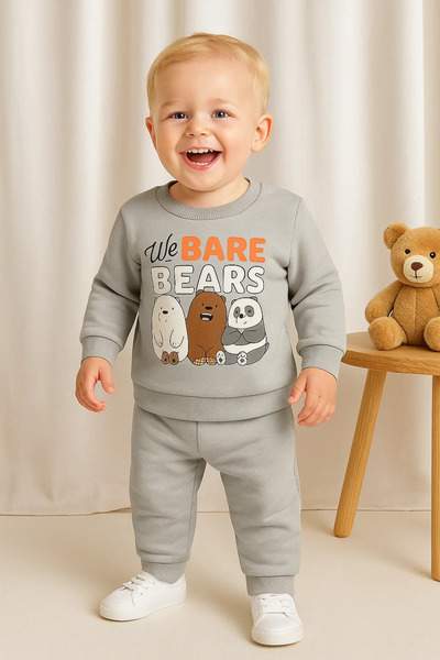 MGO KİDS Baby Clothing Boy Baby Bare Printed 100% Cotton Combed 2 Thread 2-Piece Set