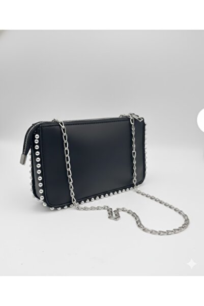 adissa collection Chain - Chain Strap Staple Detailed Shoulder Bag |   Mini Clutch Bag