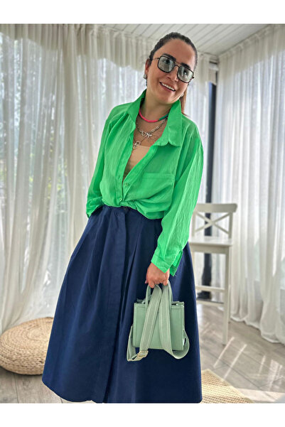 Burcu Özpıranga ÇİÇİ Oversıze Tril Tril Gömlek