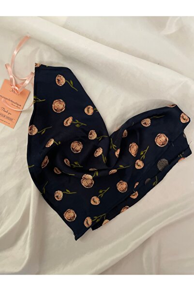 Nurcanilirboutique وشاح صغير من الساتان بنقشة الزهور وإكسسوار حقيبة