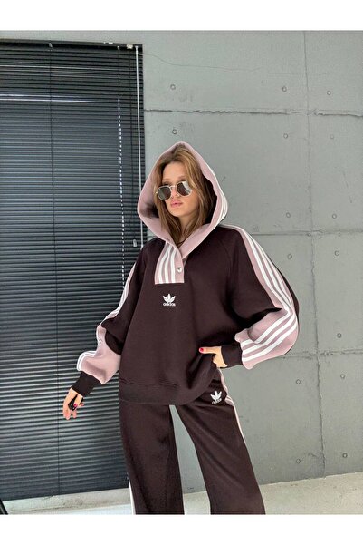 bonibon butikk Women's Quality Luxury Clothing 3 Thread Ş Fleece-Lined Bottom Top Set