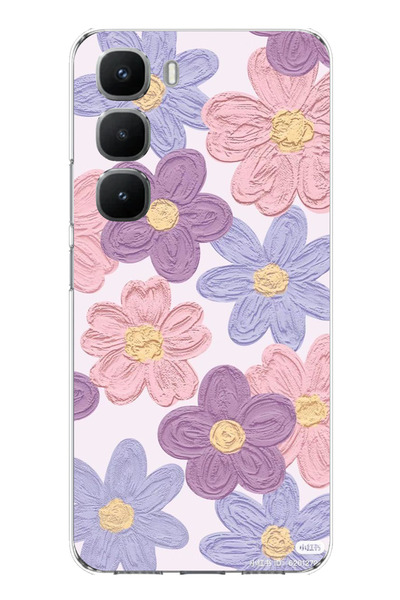 TechTree İnfinix Hot 60 Pro Uyumlu Renkli Papatyalar Sulu Boya Tasarımlı Bask...