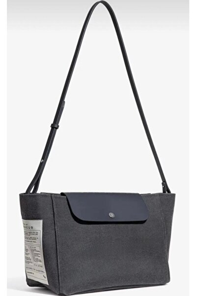gül sezgin butik Women's Anthracite Aged Canvas Covered Shoulder Bag