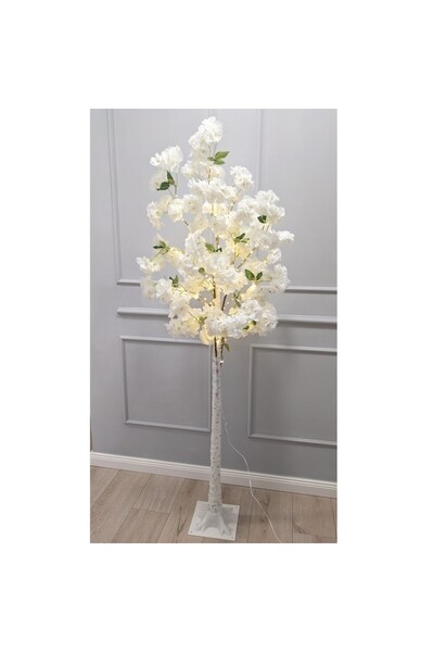 Kardett Brad luminat, flori de cireș, 120 cm, alb, 150 LED-uri, brad, brad cu telecomandă