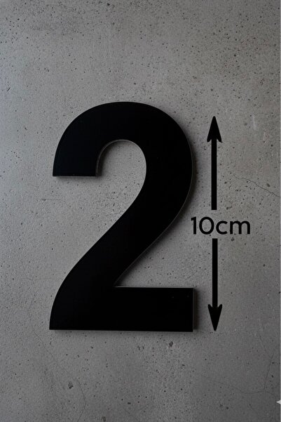 Yalıgraf Reklam Tabela No:2 Kapı Numarası Siyah Pleksi 10cm , Kendinden Yapış...