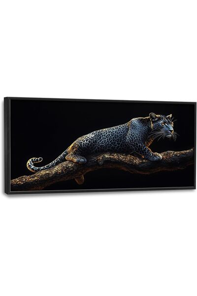 ALAYRA International لوحة جدارية قماشية بنقشة فهد باللونين الأبيض والأسود، مق...