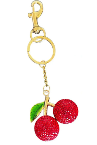 TChic حلية حقيبة على شكل كرز مرصعة بالأحجار الكريمة/سلسلة مفاتيح