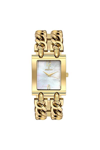 Essence D1132.120 Kadın Kol Saati | 36 mm Zincir Form Çelik Kordon, Altın Kare Kasa, Kadran