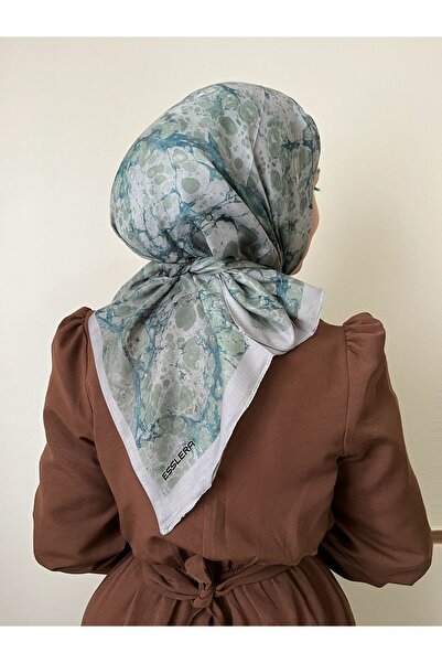 ESSLERA Marble Pattern Water Green Soft Scarf