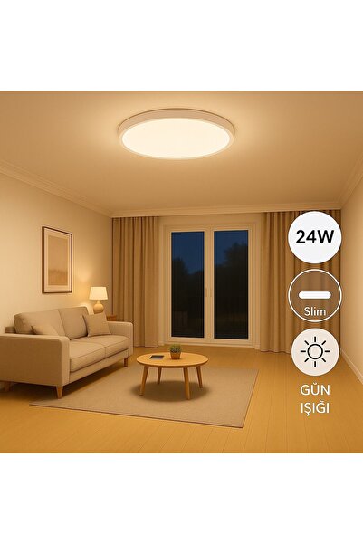 AtaAydınlatma 24 W Led Panel Tavan Glop Beyaz Kasa Günışığı (Banyo,Balkon,Tuvalet) Aydınlatması Lamba Armatür