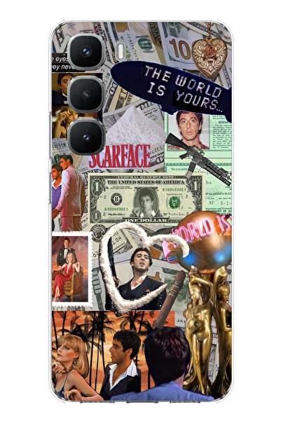 TechTree حافظة سيليكون متوافقة مع هاتف Infinix Hot 60 Pro بتصميم كولاج سكارفيس B مطبوع