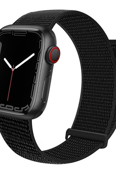 OEM Black nylon sports strap with velcro, compatible with Apple Watch 42/44/45 mm, unisex