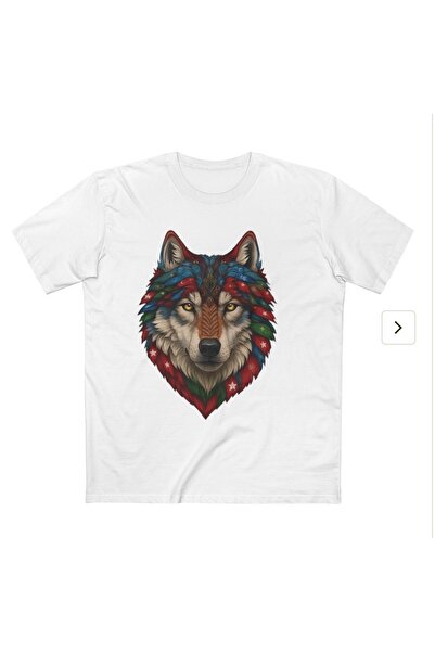 mrmubomen Oversized Mold Cotton Tshirt with Sky Blue Patterned Flag