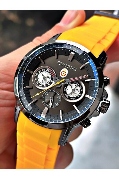 Quantum Licensed Galatasaray Fan Men's Wristwatch Steel Case Silicone Strap Functions Active