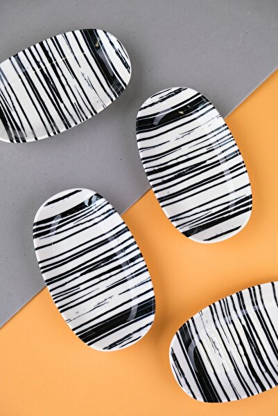 tabakevi Tabak Evi Porcelain Sidereal Oval Boat Plate 15X8,5X2Cm 4 Pieces