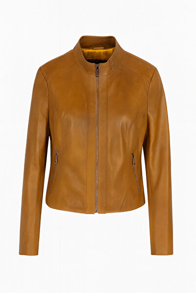 Weskam Women's Genuine Tan Leather Coat Real Women's Tba Leather Jacket