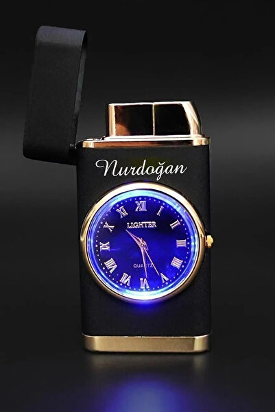 AVİPOLES Kişiye Özel Isim Baskılı Özel Yapım saatli Çakmak Turbo Işıklı Rüzgara Dayanıklı Çakmak