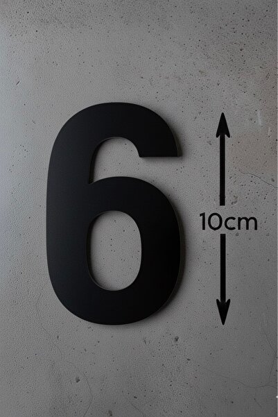 Yalıgraf Reklam Tabela No:6 Kapı Numarası Siyah Pleksi 10cm , Kendinden Yapış...