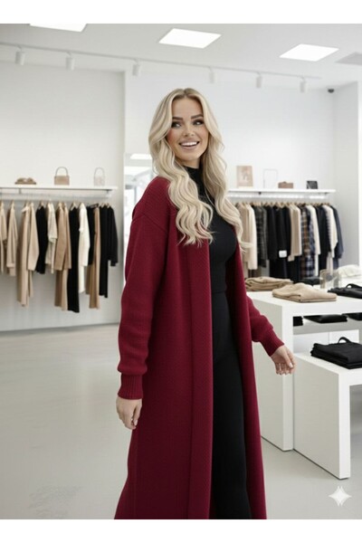 GİYSİ DÜNYASI 57 Alya Bearded Fabric Long Cardigan
