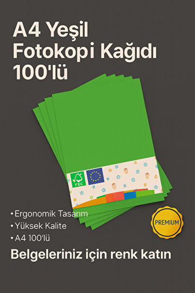KarmaOfis ورق تصوير A4 أخضر اللون 100 ورقة |   جودة عالية