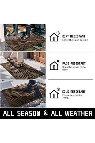 Yimobra Front Entrance Door Mat, All-Season, 29.5x17 Inch, Beige Brown