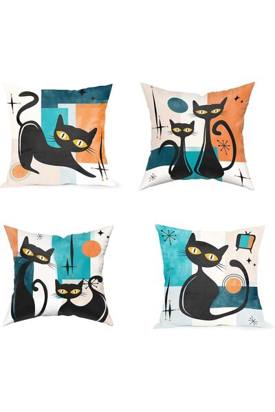 NALACAL Black Cat Pillow Covers 16x16 Set of 4