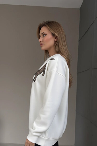 cemo Pul Embroidered Tiger Detailed O Oversized Sweatshirt