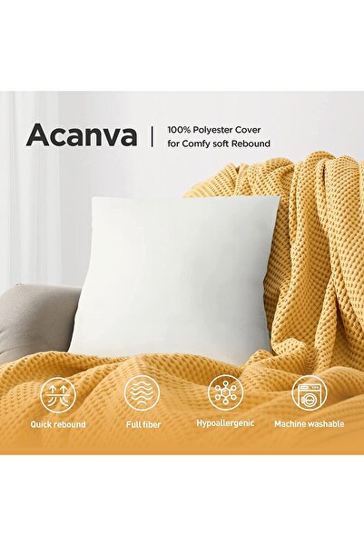 Acanva Decorative Throw Pillow Inserts, Square Euro Sham, Polyester Microfibe...