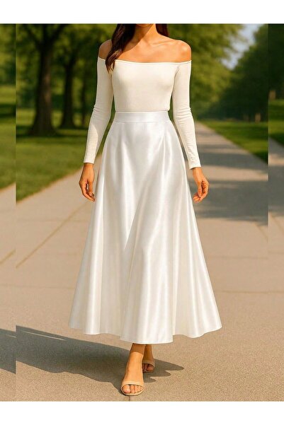 Gümüş Koleksiyon saten etek