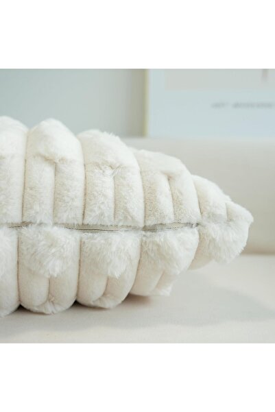 SYOSI 2 Pack Faux Fur Decorative Throw Pillow Covers, Beige, 18 x 18 Inch