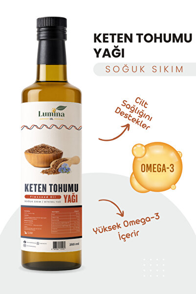 LUMİNAOİL %100 Soğuk Sıkım Keten Tohumu Yağı 250 ML| Doğal|Saf ve Katkısız|Om...