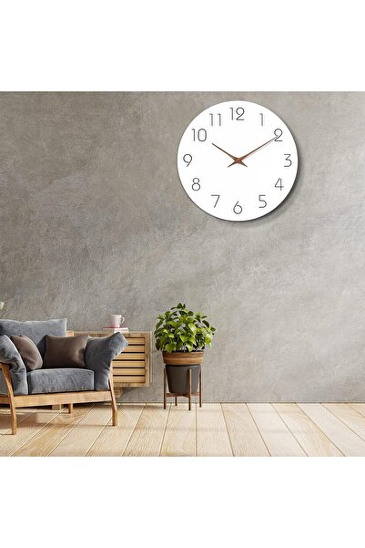 Generic Modern Silent Wall Clock, 25.4 cm White Round Face, Wooden Hands, Battery Operated, Non-Ticking Desi