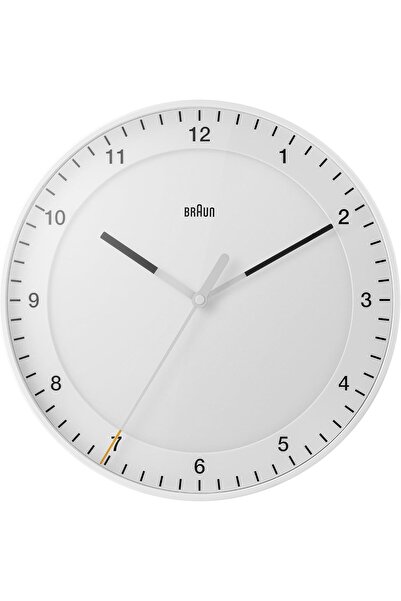 Braun Classic Analogue Wall Clock Silent Sweep, 30 cm, White (BC17W)