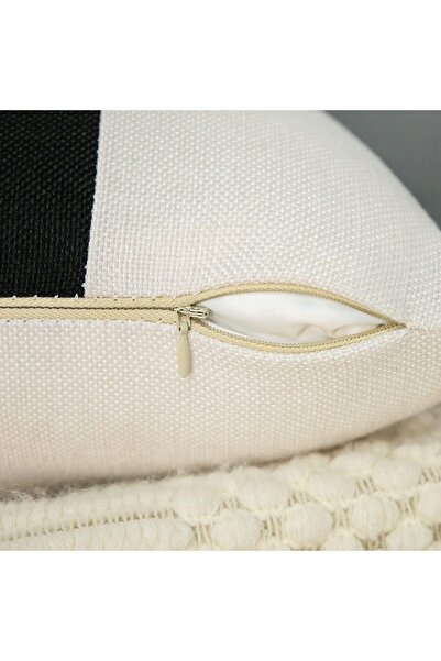 JASEN Set of 2 Faux Leather and Linen Throw Pillow Covers 18x18 Inch (Black & White)