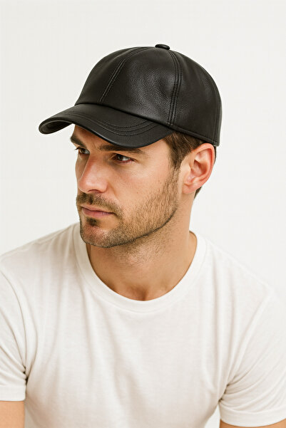 ZERAMİNE Genuine Leather Unisex Hat Cap – Quality Stitching Detailing - Premium