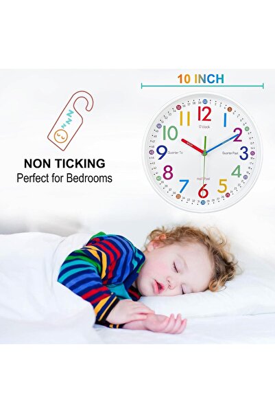 Generic Learning Clock for Kids - Silent 10-inch Colorful Analog Wall Clock