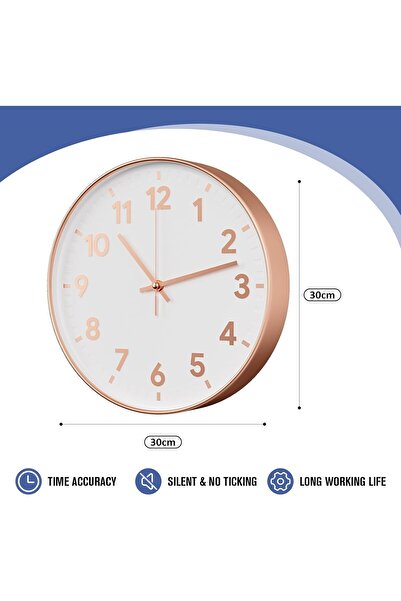 Generic Wall Clock, 12 Inch Silent Non-Ticking Battery Operated Round Wall Clock (Gold)